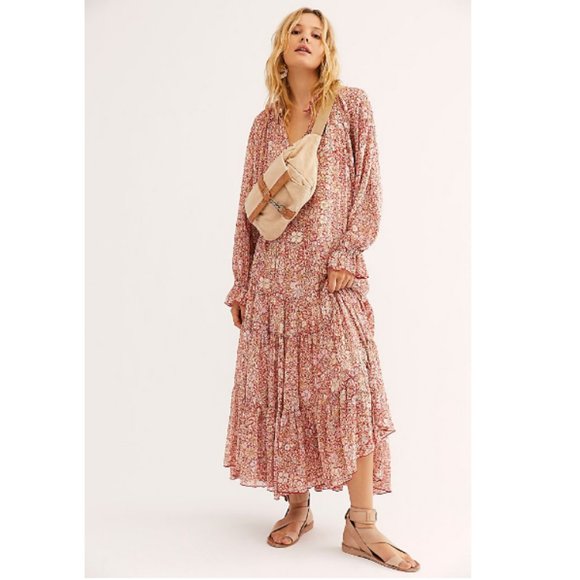 Free People Dresses & Skirts - Free People Feeling Groovy Maxi Dress Red XS